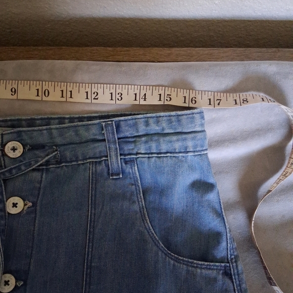 Vintage Levi's 90s Y2k Button Front Chambray Blue Denim Midi Skirt 10 - Picture 11 of 13